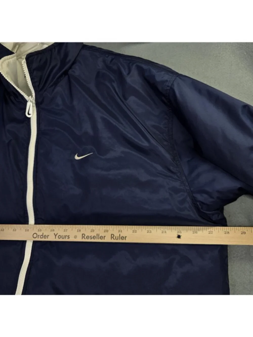 Vintage 90s Nike Reversible Jacket Mens XL Blue White Swoosh Puffer Windbreaker